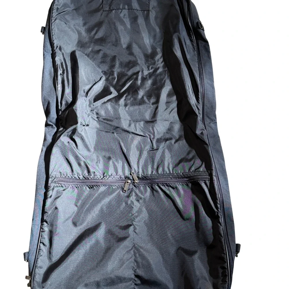 Jeep Travel Garment Bag Black Canvas Tan Trim‎ Suit Carrier Vintage